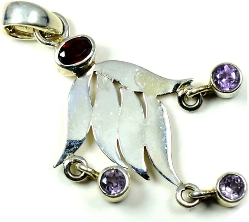 Vista 5 de 55Carat Natural Multi Stones Sterling Silver Multi Shape Gemstone Pendants For Women Designer Jewelry Natural-Multi-Stone-Design-10