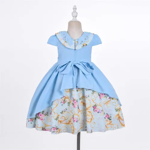 Vista 2 de Cosplay Life Vestido floral para niñas y adultos jóvenes a la moda, cintura de flores, vestido de fiesta para niños, vestido de festival de 2 a 6
