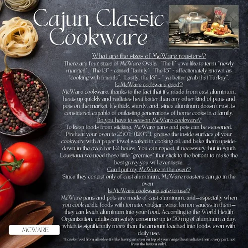 Vista 4 de Asador ovalado de aluminio de 15 pulgadas, McWare by Cajun Classic Cookware