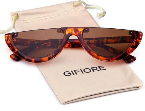 Vista 6 de GIFIORE Gafas de sol semi sin montura vintage retro medio redondas