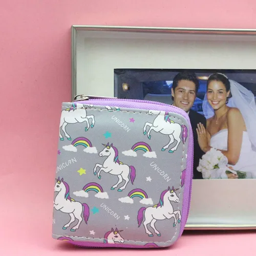 Vista 4 de Monedero lindo de unicornio con cremallera para niñas adolescentes y niñas con borlas, Unicornio, Lindo