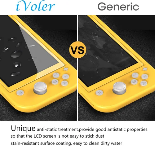 Vista 6 de Paquete de 4 Protector de pantalla de vidrio templado para Nintendo Switch Lite, iVoler transparente HD, alta definición, transparente antiarañazos