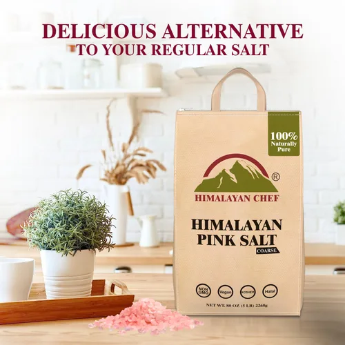 Vista 2 de Himalayan Chef Sal rosa del Himalaya, 10 libras (bolsa de 2 x 5 libras), grano grueso