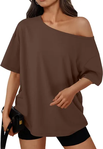Vista 25 de Trendy Queen Camisetas de verano de gran tamaño con hombros descubiertos Negro