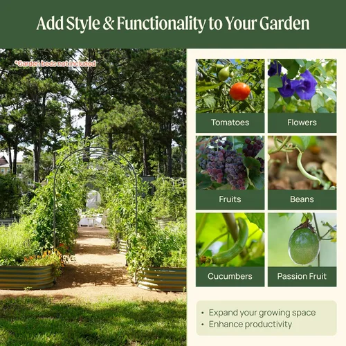 Vista 7 de Vego Garden Sistema modular de enrejado arqueado de 1.5 pies de largo para todas las camas de jardín clásicas para plantas trepadoras como frijoles