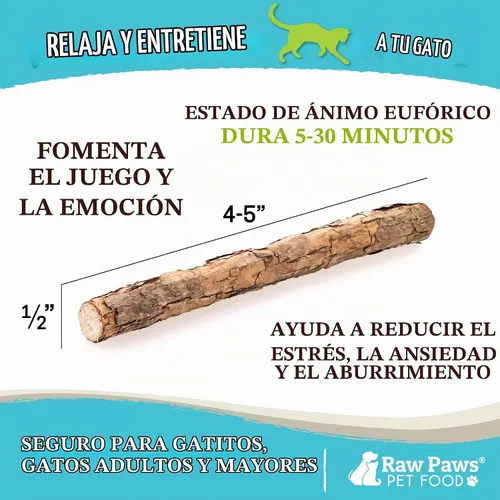 Vista 3 de Raw Paws Silvervine Sticks para gatos (paquete de 30) – Silvervine juguete para gatos de interior – Palitos de hierba gatera – Palo masticable