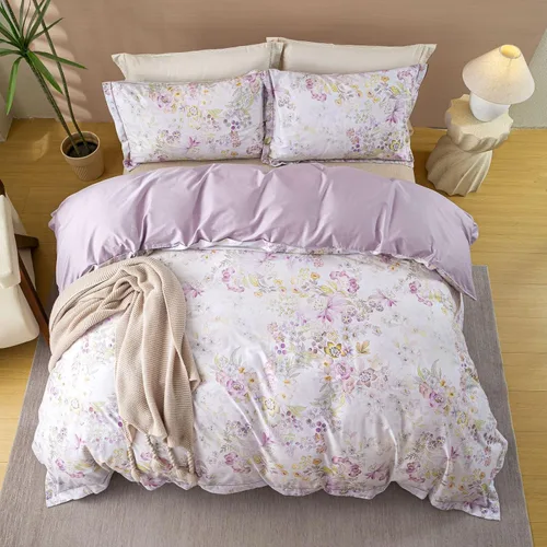 Vista 28 de OAITE - Juego de funda de edredón individual con patrón floral de 600 hilos, ultrasuave, 100% algodón, fibra larga, juego de 3 piezas, transpirable
