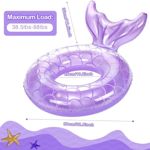 Vista 7 de MoKo Pool Floats, Mermaid Inflatable Swim Tubes Floaties Morado