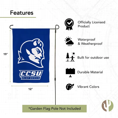 Vista 4 de Desert Cactus Bandera de jardín de la Universidad Estatal Central de Connecticut CCSU Blue Devils Banner 100% poliéster (diseño B)