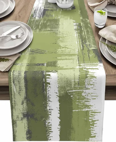 Vista 15 de Zigzi - Bufandas de mesa azules, textura de mármol a rayas grises de Zigzi, camino de mesa de comedor, decoración de mesa rectangular lavable