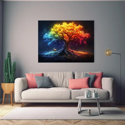 Vista 4 de VOCBAN Tree of Life Wall Art The Picture Artwork Canvas Prints Tree Pictures Poster Retro Artwork for Bedroom Living Room Home Decoration(yellow