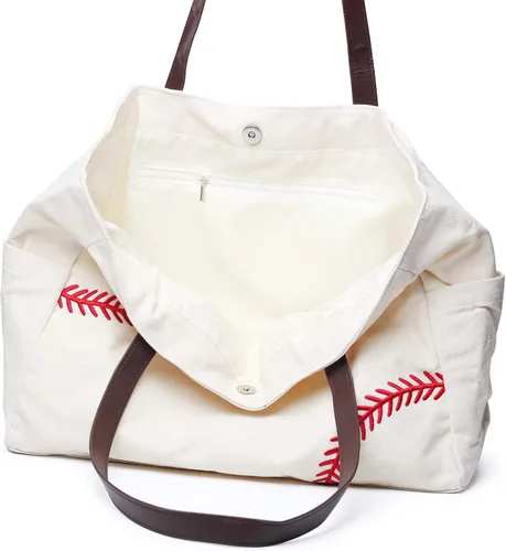 Vista 3 de YIQIGO Bolso de béisbol de la mamá del bolso de lona oversize de la utilidad de los deportes ocasionales de la bolsa de todo propósito organizador
