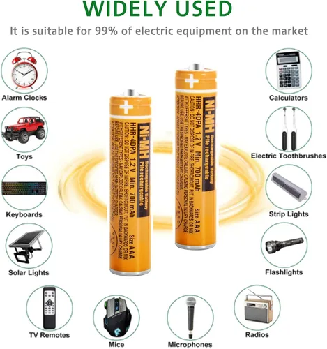 Vista 6 de Baterías AAA recargables NI-MH para Panasonic 1.2V 700mAh