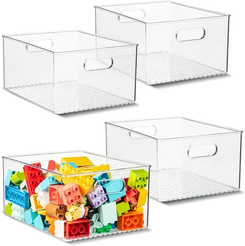 Vista 44 de Contenedor de plástico transparente para almacenamiento de alimentos con asas para organizar cocina, despensa, refrigerador, congelador, despensa