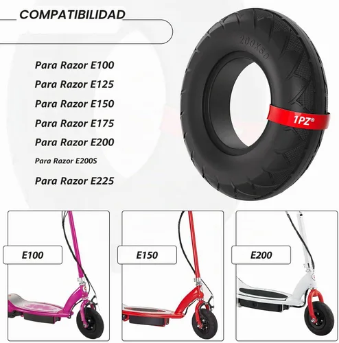 Vista 5 de 1PZ Neumático sólido 200x50 (8x2) para scooter de gas Razor E100 E150 E175 E200