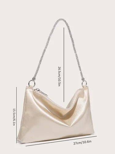 Vista 4 de Floerns Bolso cuadrado de satén con diamantes de imitación para mujer, bolso de noche para fiesta de graduación