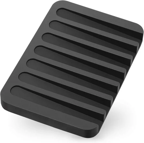Vista 6 de Anwenk - Jabonera de silicona flexible para ducha, baño/cocina/encimera, mantiene las barras de jabón limpias en seco, fácil limpieza, color negro