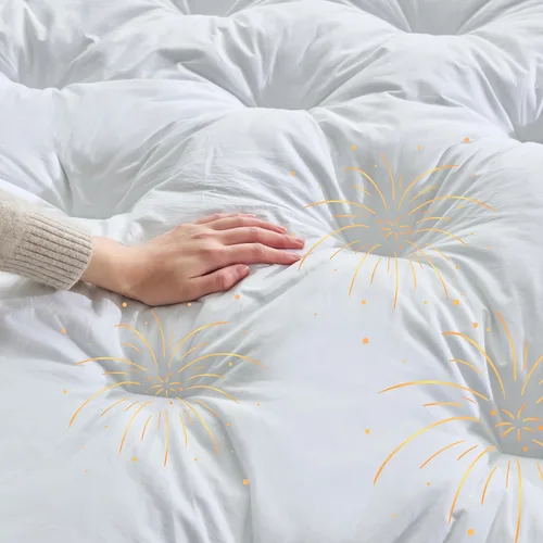 Vista 7 de WhatsBedding Cubrecolchón de plumas de 3 pulgadas, de espuma viscoelástica de plumas de pato, suave y esponjoso, para aliviar la presión