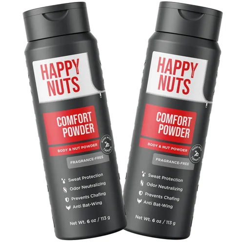 Vista 12 de HAPPY NUTS Comfort Powder - Antirozaduras y desodorante, sin aluminio, control del sudor y el olor para picazón deportista, ingle y partes privadas