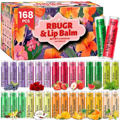 Vista 10 de RBUGR Bálsamo labial a granel, 126 unidades, bálsamo labial hidratante orgánico natural con 12 sabores para labios agrietados, paquete a granel