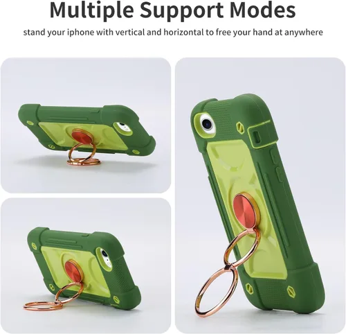 Vista 6 de Funda para iPhone Se3/iPhone Se2, iPhone 6/6S, iPhone 7/iPhone 8 de 4.7 pulgadas con soporte de anillo, con 2 protectores de pantalla resistentes