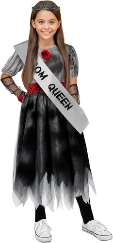 Vista 2 de Suhine 5 piezas de Halloween baile reina cadáver zombi princesa disfraz de banda guantes calcetines para niños juegos de rol fiesta