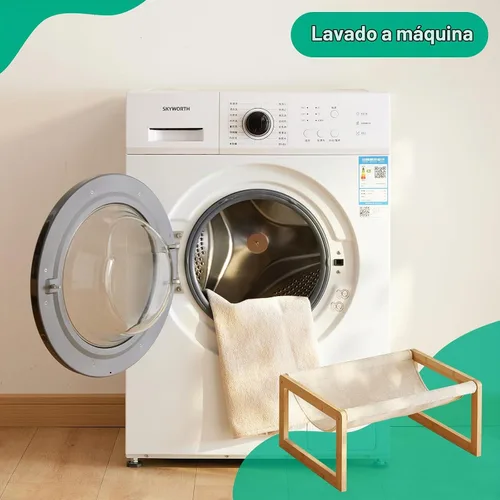Vista 5 de kiplant Hamaca grande para gatos, hamaca elevada de madera de bambú para mascotas, 21 x 16.5 pulgadas, adecuada para gatitos, cachorros, conejos