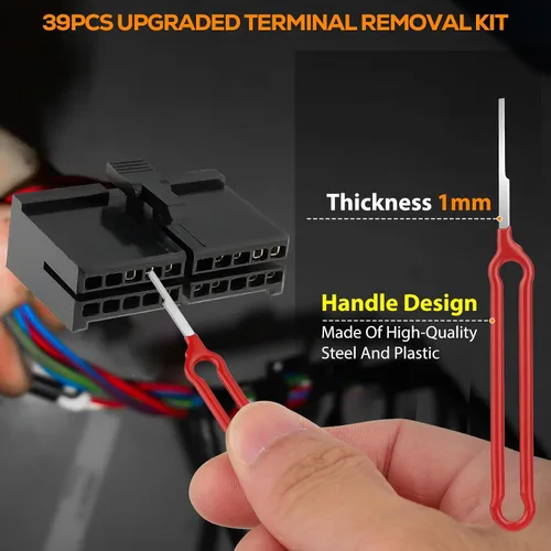 Vista 2 de Linkstyle Kit de herramientas de extracción de pasadores de terminal mejorado, juego de herramientas extractoras de pines de conector eléctrico