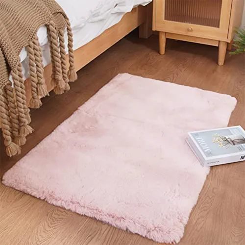 Vista 76 de Ghouse Alfombra ultrasuave de pelo sintético de conejo 2x3, alfombras lavables a máquina para dormitorio, alfombras esponjosas para sala de estar