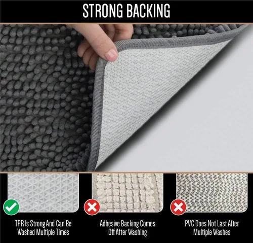 Vista 3 de Gorilla Grip Alfombra de baño de felpilla y tapa de inodoro, ambos en color gris, tamaño de la alfombra de baño 30 x 20 pulgadas, tamaño de la tapa