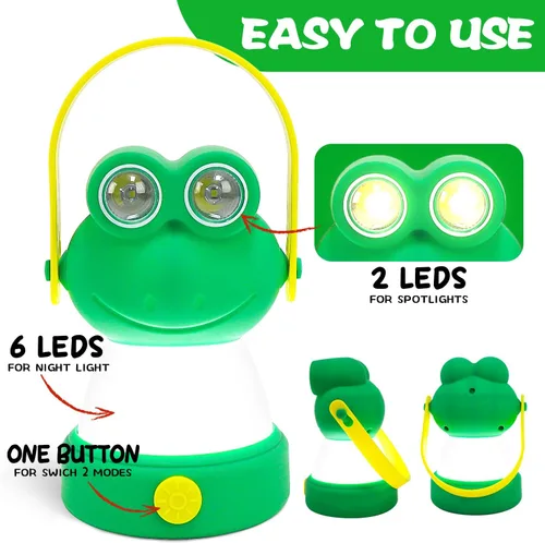 Vista 2 de Linterna LED de campamento para niños de 6 años en adelante, luz nocturna alimentada por batería, regalo temático para el día del niño, cumpleaños