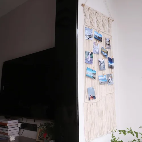 Vista 8 de TENEWEE Decoración de pared bohemia para colgar fotos, marcos de fotos de macramé, marco de collage de fotos, decoración de pared para regalos