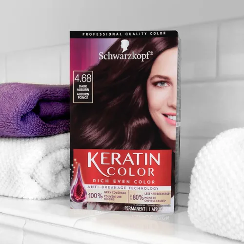 Vista 4 de Schwarzkopf Keratin Color - Crema permanente para el cabello, 4.68 castaño oscuro, 1 kit