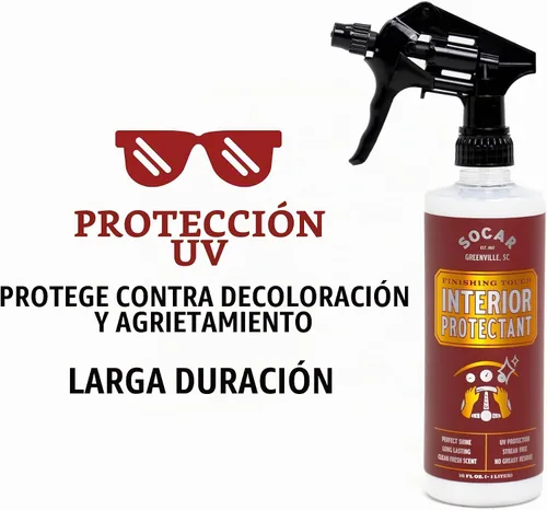 Vista 4 de SOCAR Finishing Touch Protector de Interiores - 16 onzas líquidas, acondicionador de grado profesional para plástico, vinilo y cuero. Restaura