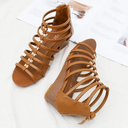 Vista 5 de SO SIMPOK Sandalias de cuña cómodas para mujer, estilo retro, para verano, playa, suaves