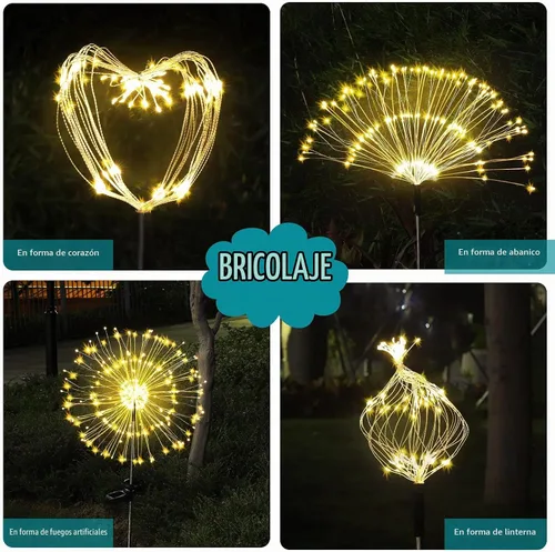 Vista 6 de JJGoo - Farolas solares con efecto de fuego, juego de 2, 135 LEDs, 2 modos de iluminación, luces solares para jardín al aire libre, impermeables