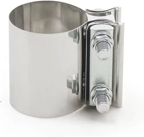 Vista 19 de Abrazadera de Escape de 2.5", Abrazadera de Banda de Junta a Tope de 2 1/2" Conector de Manguito de Acero Inoxidable para Silenciadores, Tubos
