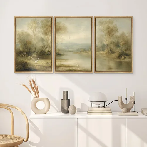 Vista 110 de SIGNWIN Lienzo enmarcado para pared, juego de arte de collage de hojas transparentes en blanco y negro, ilustraciones de naturaleza silvestre, arte