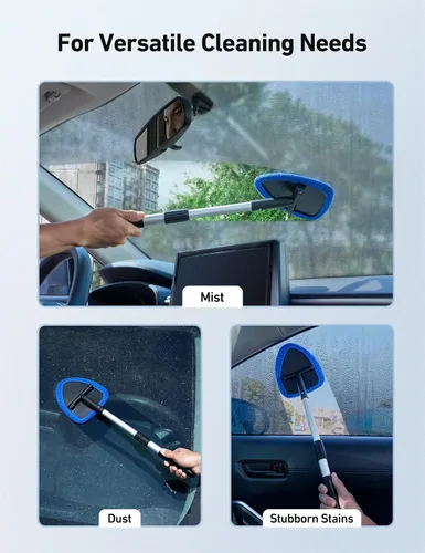 Vista 8 de AstroAI - Limpiador de parabrisas, limpiador de microfibra para ventanas de automóviles con 4 almohadillas de microfibra reutilizables, lavables