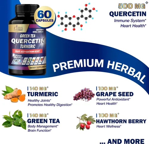 Vista 7 de Organic Cadane Suplementos de quercetina - 60 cápsulas de superalimentos