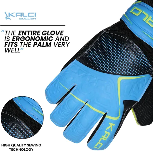 Vista 5 de Kalci Guantes de portero de fútbol para niños y jóvenes, guantes de portero para jugadores de campo para niños y niñas, en relieve, antideslizantes