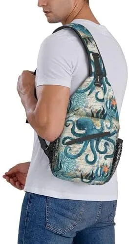 Vista 9 de DIQISHIZHU Bolso cruzado casual diagonal, tela de poliéster con impresión de transferencia, correas de hombro ajustables de 21.7-41.3in y múltiples