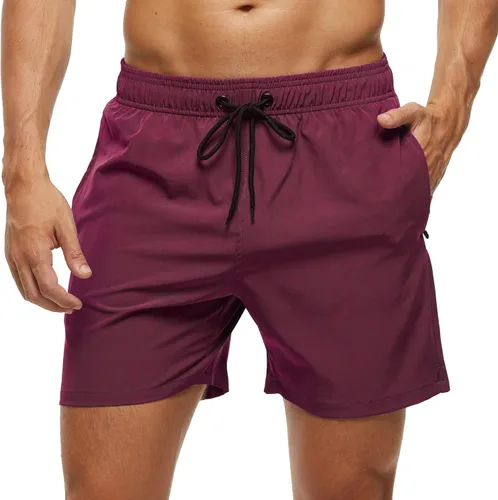 Vista 27 de SILKWORLD Traje de baño para hombre, pantalones cortos de playa de secado rápido con bolsillos Ejército Verde-ag