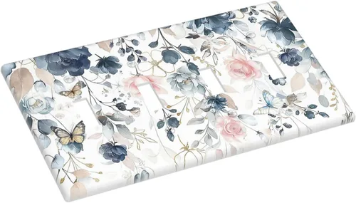Vista 283 de Decorative Outlet Covers Blue Background White Cat Daisy Floral 2-Gang 1-Gang Wall Plate Single Toggle/Rocker Farmhouse Style Light Switch Covers