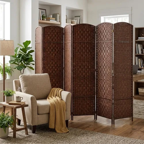 Vista 20 de Legacy Decor 8 Panels Room Divider Privacy Partition Screen Bamboo Fiber Natural Color 5.9 ft High X 11.7 ft Wide