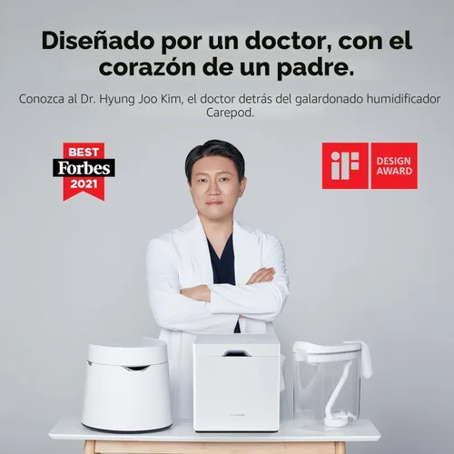 Vista 4 de Carepod One - Humidificador de Acero Inoxidable para Habitación Grande, Silencioso y Seguro para Bebé, Solo 3 Partes Lavables y Fácil de Limpiar