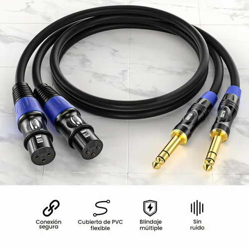 Vista 2 de EBXYA Paquete de 2 cables de audio hembra equilibrados XLR de 1/4 de 1/4