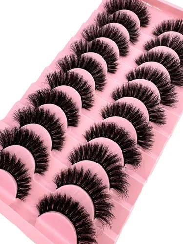 Vista 4 de 10 pares de pestañas postizas de visón 3D, hechas a mano, pestañas largas y finas, pestañas naturales para maquillaje de ojos (3-6)