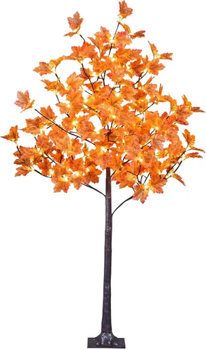 Vista 12 de LIGHTSHARE 2 piezas de 4 pies 144 LED (72 LED cada uno) árbol de arce iluminado artificial blanco cálido para Halloween, decoración de otoño