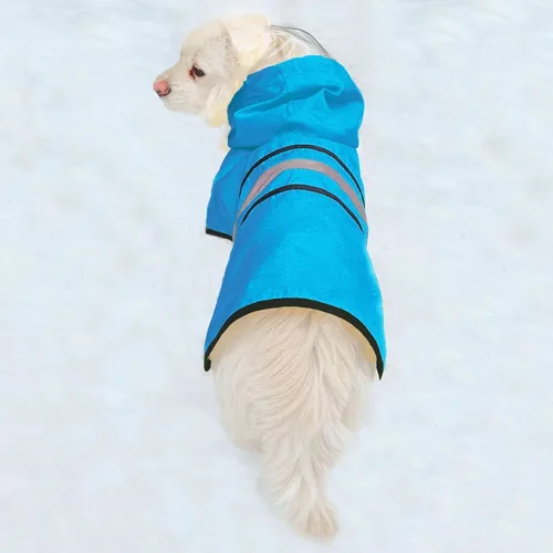 Vista 3 de Impermeable para Perros Resistente al Agua Reflectante - Poncho Ligero Transpirable con Capucha Abrigo Chaqueta de Lluvia con Correa Ajustable
